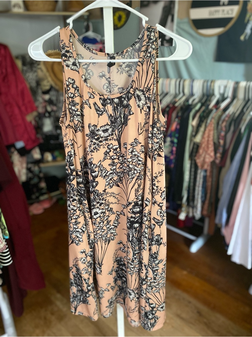 Piphany Peach Floral Tank Mini Dress